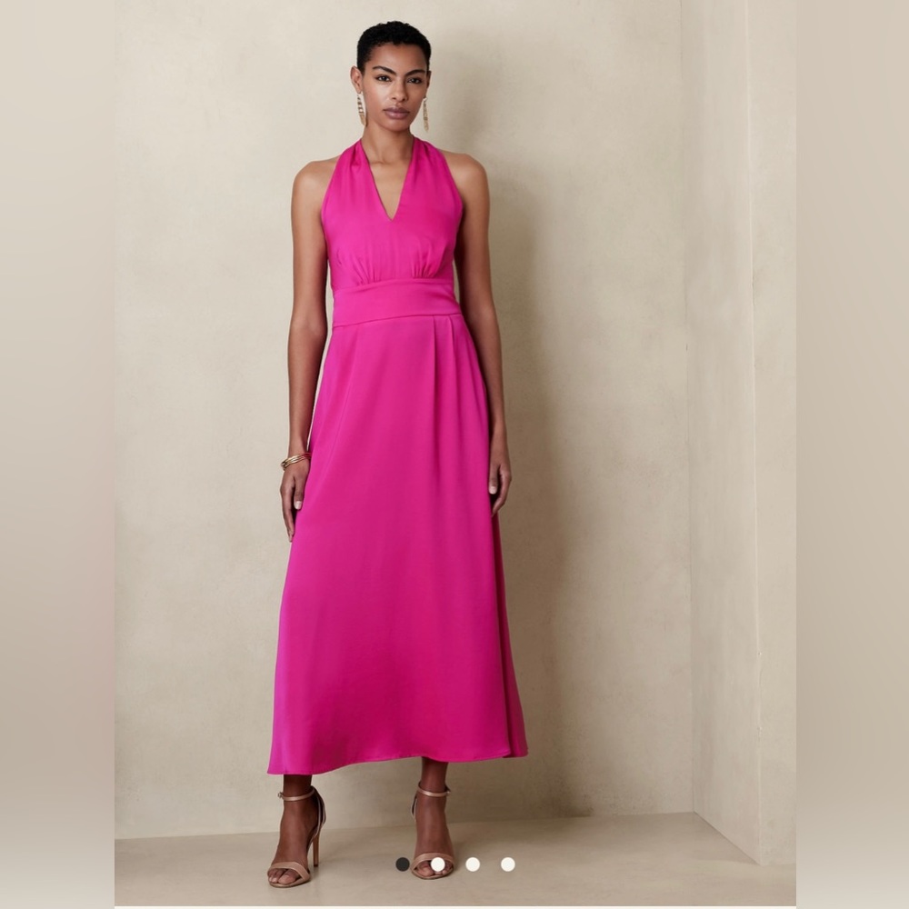 Banana Republic Halter Maxi Dress, Color Neon Dragon Fruit, size 8T